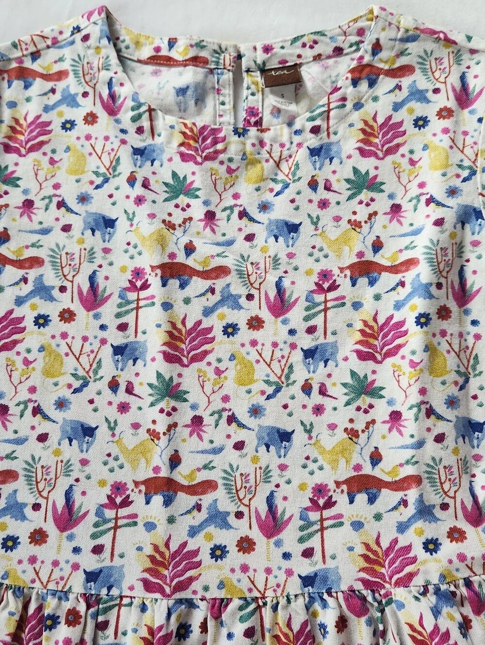 Tea Collection Floral & Woodland Animal Print Short-Sleeve Dress
